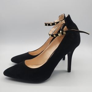Black suade heels